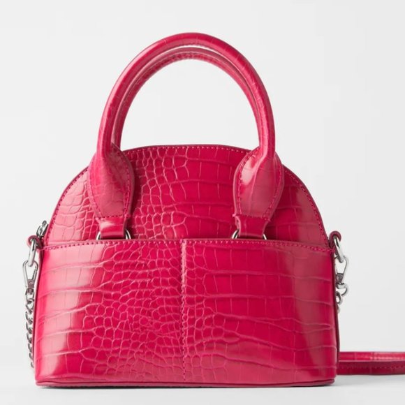 Zara Handbags - ZARA ANIMAL EMBOSSED MINI FUCHSIA CROSSBODY BAG